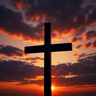 Silhouette Cross at Sunset