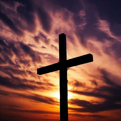 Silhouette Cross at Sunset