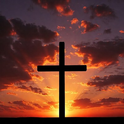 Silhouette Cross at Sunset
