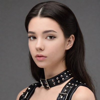 Woman in spiked leather choker