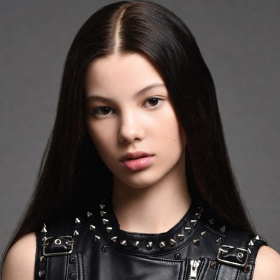 Teen girl in studded leather jacket