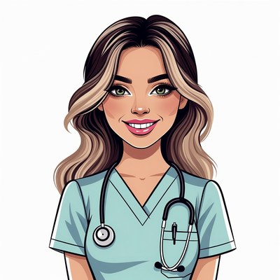 Smiling Nurse with Stethoscope Illustration
