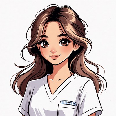 Anime girl in white nurse uniform