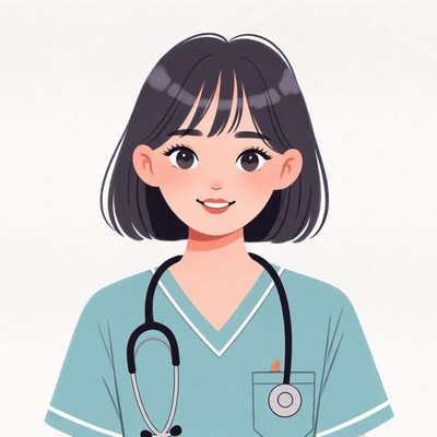 Smiling Asian nurse with stethoscope