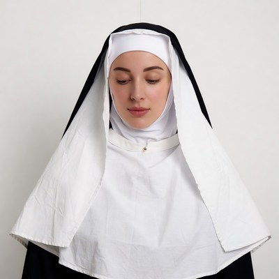Woman in white nun habit