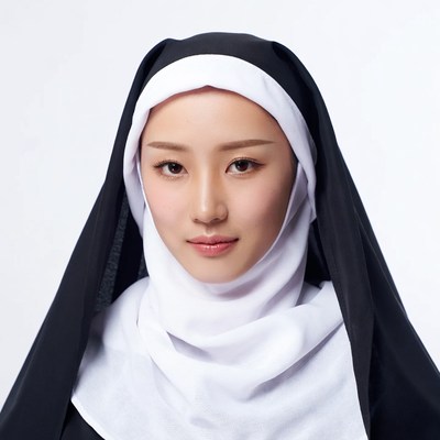 Asian woman in nun habit