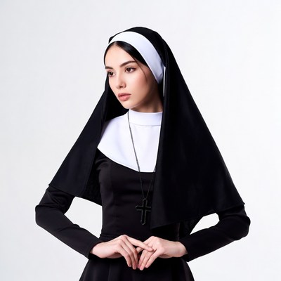 Asian nun in black habit