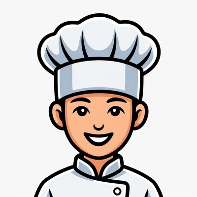 Smiling Asian chef cartoon