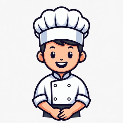Cartoon boy chef smiling