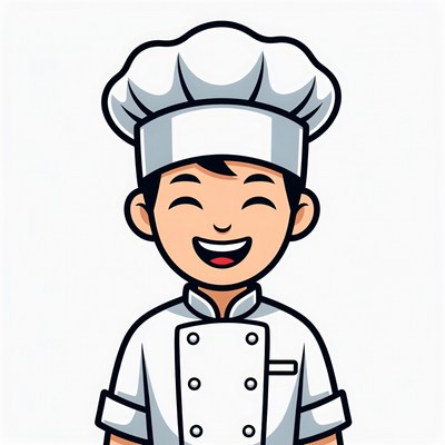 Smiling Asian chef boy illustration