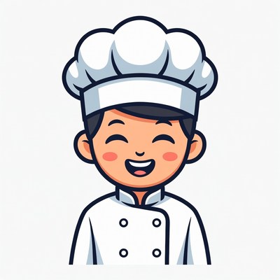Smiling Asian boy chef illustration