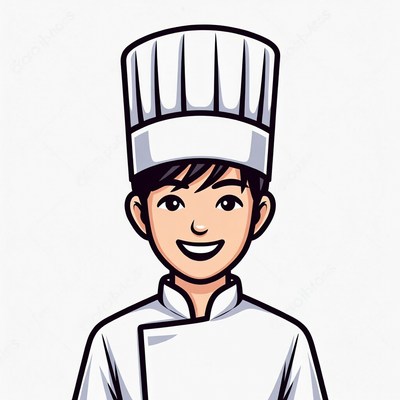 Asian boy chef illustration