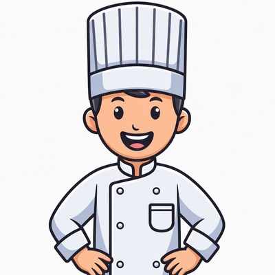 Cartoon Chef Smiling with Hands on Hips
