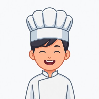 Smiling Asian boy chef illustration