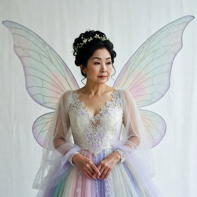 Asian woman with fairy wings