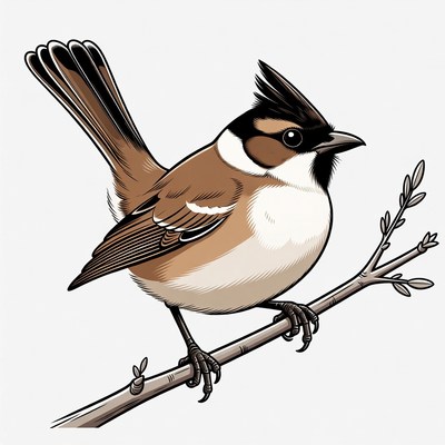 Crested Tit Bird on Branch