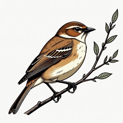 Brown sparrow perched on branch