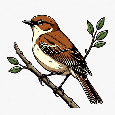 Brown sparrow perched on branch