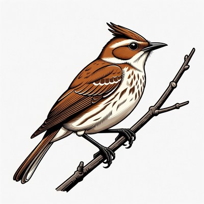 Crested Flycatcher Bird on Branch