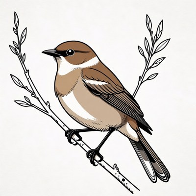 Brown bird perched on branches