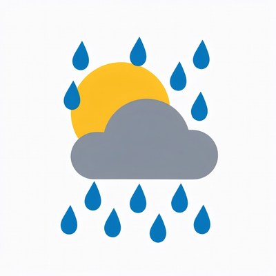 Sun with rain and clouds