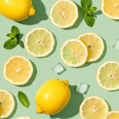 Lemon Slices Mint Ice Cubes