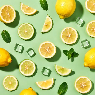 Lemons Limes Mint Ice Cubes