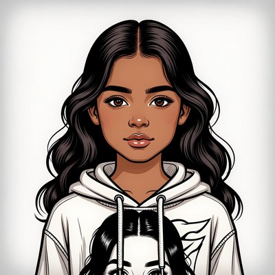 African-American girl in white hoodie