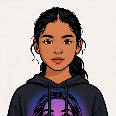 Young woman in black hoodie