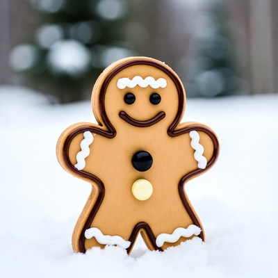 Gingerbread man on snow