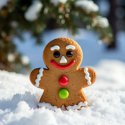Gingerbread man in snow
