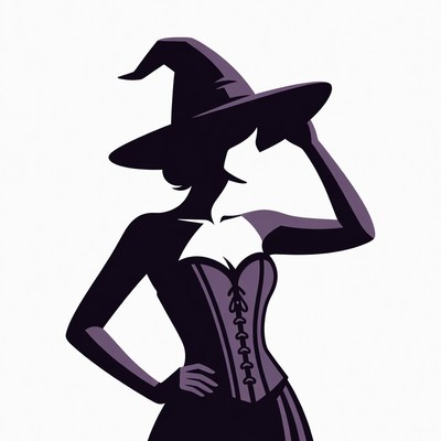 Silhouette Witch Woman in Corset
