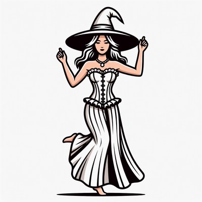 Woman Dancing in Witch Costume