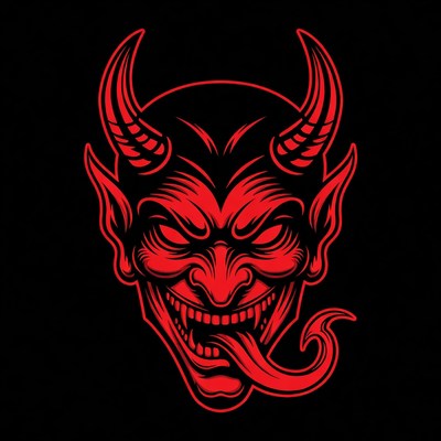 Red Devil Head Illustration