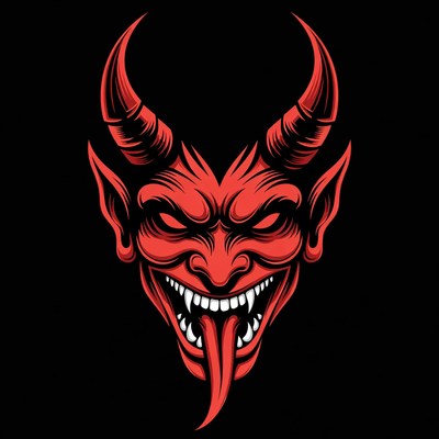Red Demon Face Illustration