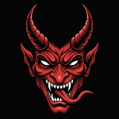 Red Demon Face Illustration