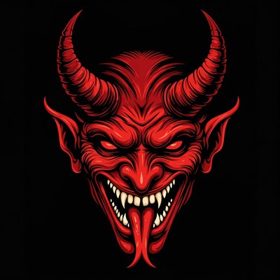 Red Devil Face Illustration