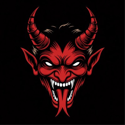 Red Demon Face Illustration