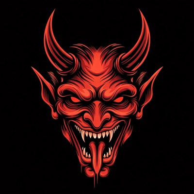 Red Demon Face Illustration