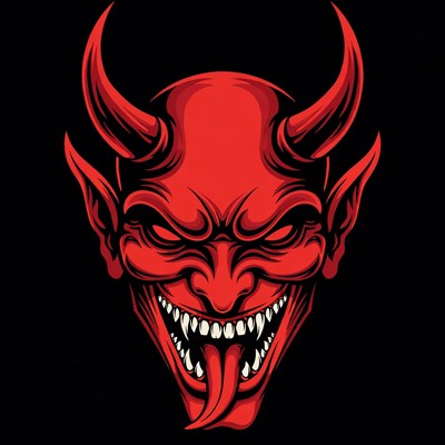 Red Demon Skull Illustration