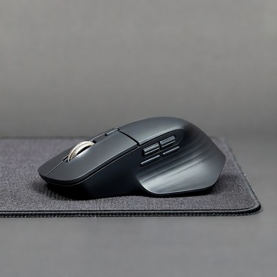 Black Gaming Mouse on Gray Mousepad
