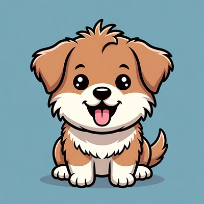 Cute cartoon puppy smiling