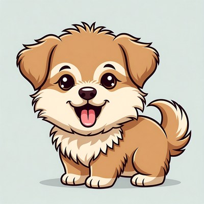 Cute fluffy puppy smiling