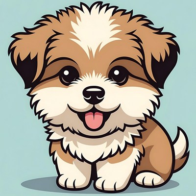 Cute fluffy puppy smiling