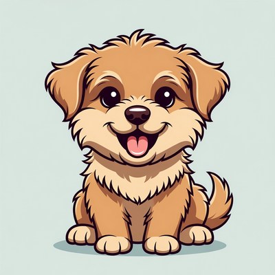 Cute fluffy puppy smiling
