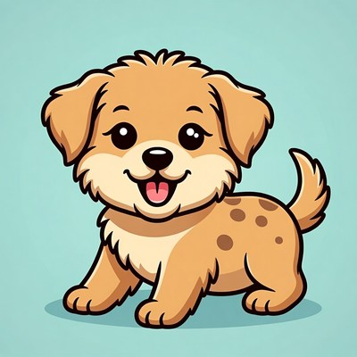 Cute cartoon puppy smiling