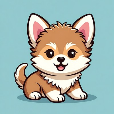 Cute cartoon Pomeranian puppy
