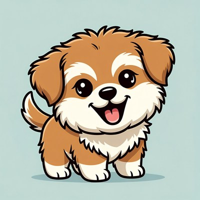 Cute fluffy puppy smiling