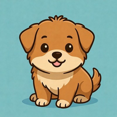 Cute cartoon puppy sitting