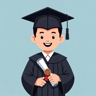 Graduation boy holding diploma